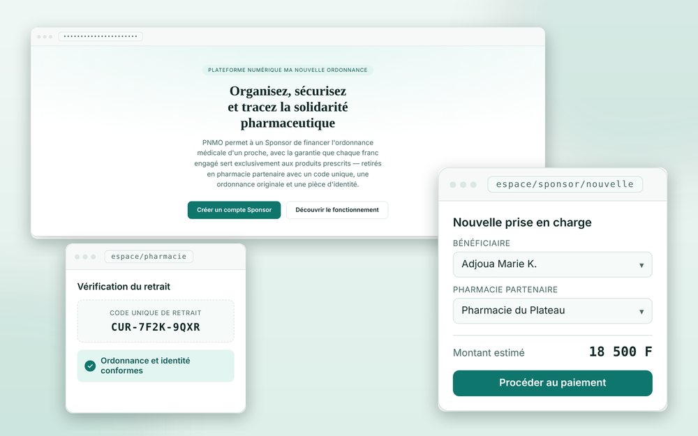 Aperçu de la plateforme PNMO, application sur mesure en développement